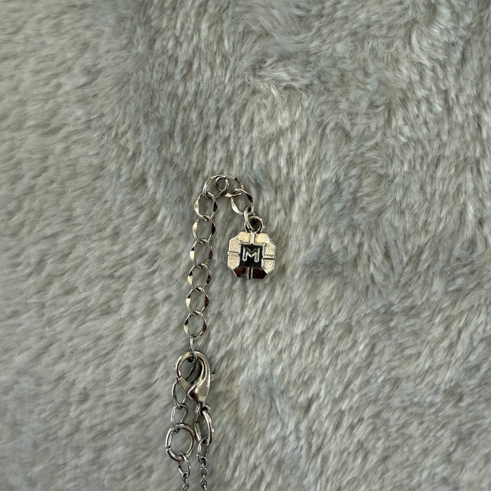 Monet Blue Crystal Pave Ball Pendant Necklace Silver Tone Modern, Flaw Shown - Picture 5 of 11